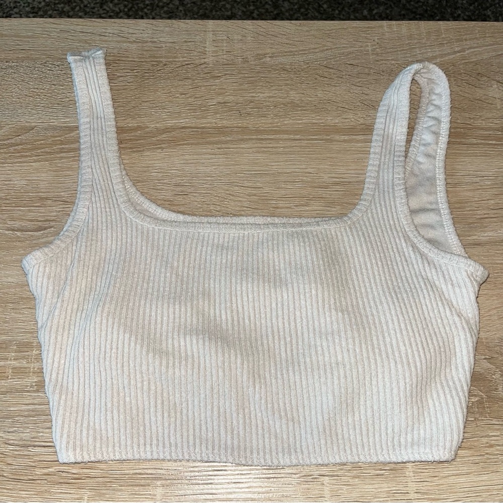 Abercrombie & Fitch Ribbed Beige Tank Top